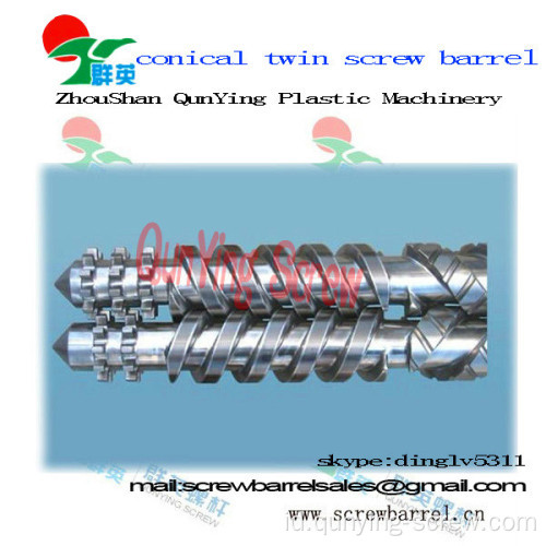 Pipa plastik Extruder Machine kerucut Twin Screw dan barel untuk pengolahan Pvc bergelombang